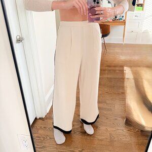 Melloday Ivory Tuxedo Pants Pull on Elastic Waist Pant Size Small
